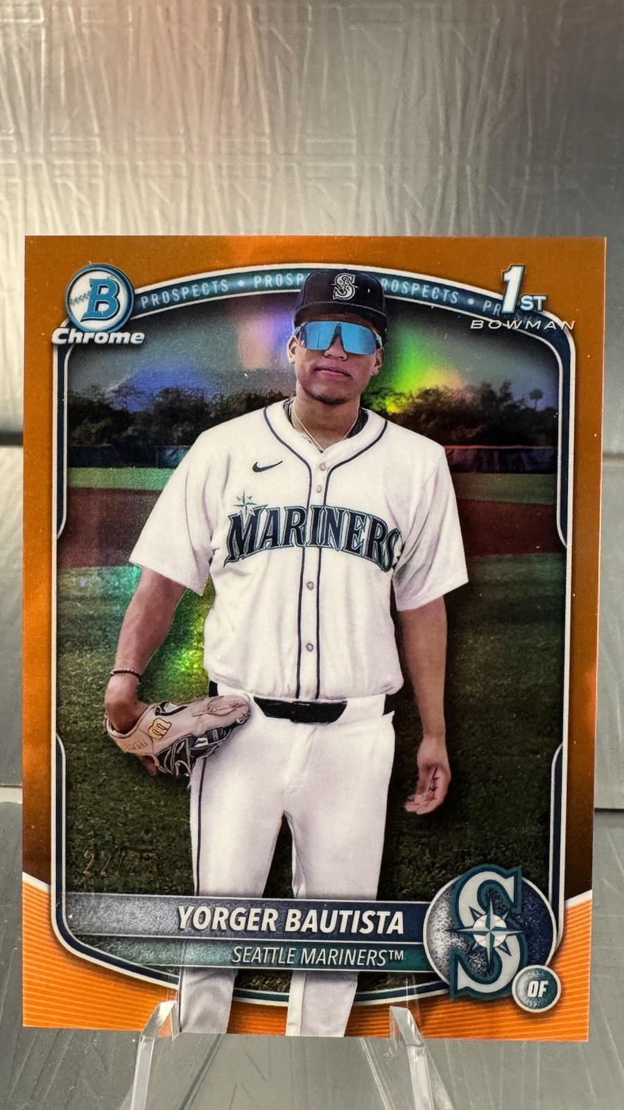 2025 Bowman Chrome Yorger Bautista 1st Bowman True Orange Refractor #22/25 Mari