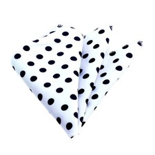 White Black Polka Dots Mens Pocket Square - Premium Silk Handkerchiefs for Suits