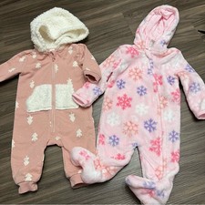 2 of baby 0-6m baby fleece lined overall winter 