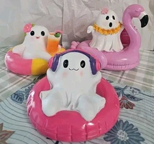 Ghost SUMMERWEEN Decor Figurines - Pool Float Flamingo Drink Headphones