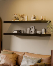 12X60 Inch Floating Shelves for Wall, Extra Long Black Wall Shelves, Set of 2, H