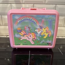 EUC Vintage 1990 Hasbro Aladdin My Little Pony Pink Lunch Box Rainbow