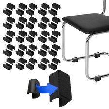 50 Pack Rectangle U Shaped Chair Leg Tip Cap with Felt Pad Fit Dia 19 mm Black