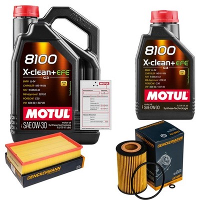 DENCKERMANN Inspektionspaket 6L MOTUL 8100 X-CLEAN 0W-30 für VW Multivan VI 2.0
