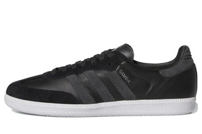 US:10 adidas Originals Men's  SAMBA  ADV  LEATHER  SNEAKERS  Black/Carbon  LAST1