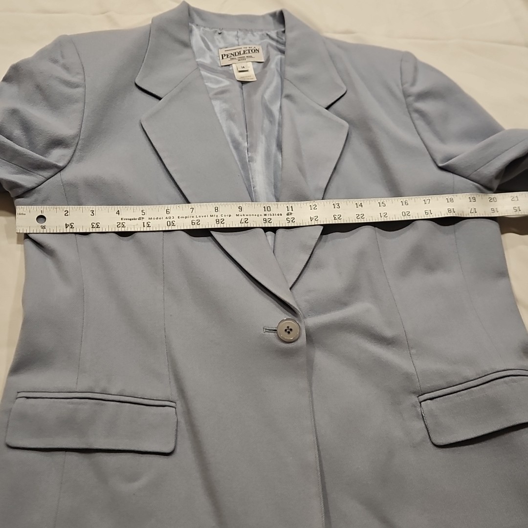 Women’s Pendleton Wool Blazer 14 Solid Blue Smoot… - image 5