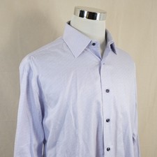 David Donahue 16.5 34/35 Regular Fit Dress Shirt Purple Check 100 Cotton Mens