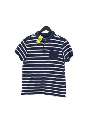 Dstruct Damen Polo M blau gestreift 100% Baumwolle Kurzarm Kragen Basic