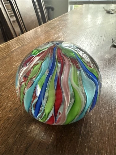 Murano Fiori Hand Blown Art Glass Paperweight Vintage Floral, Italy