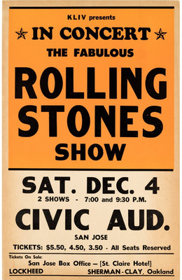 The Rolling Stones 1965 San Jose, CA Pre-Acid Test Concert Poster DIN A1