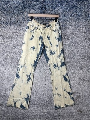 I AM GIA Jeans Womens Small Bleach Dye Flare Distressed Raw Hem Y2k Streetwear