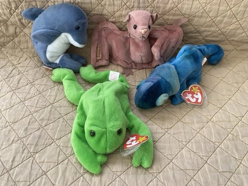 Lot of 4 Retired Vintage TY Beanie Babies 1993 To 1997