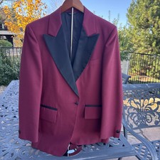 After Six Tuxedo Suit Jacket Blazer Vtg 60s 70s Wedding Prom Burgandy Mens 40