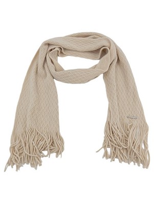 LAURA BIAGIOTTI Damen Schal Beige Casual Strukturmuster Fransen Glitzer 180cm