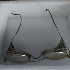 Vintage Safety Round Eye Glasses with Mesh Side Shields Over Ear Wire