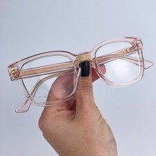 Gucci Women Eyeglasses Transparent Pink Demo Square GG0184O 013 NEW AUTHENTIC