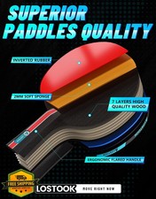 Lostook Ping Pong Paddles Set 2/4 Case 3 Star Balls