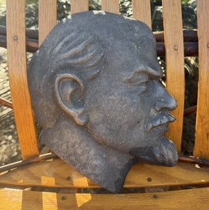 Vintage Soviet Union Russia Vladimir Lenin Iron Heavy Metal Plaque Bust 9” USSR