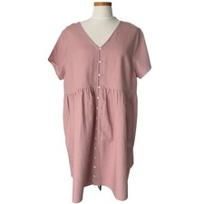 NWT Madewell Alexandra Dress Womens XXL Mini Linen Blend Button Front AL713 Rose