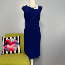 Ralph Lauren Blue Jersey Twist Chest Sheath Dress 8 Cocktail Work
