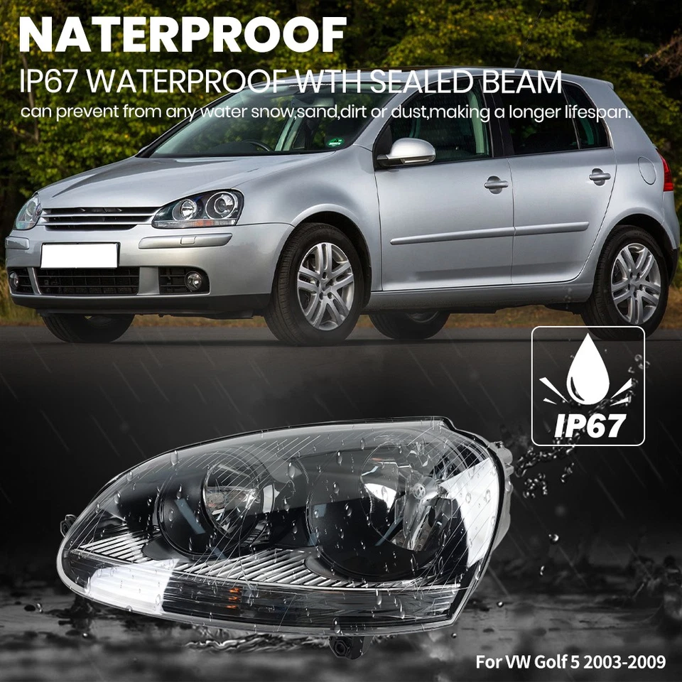 1K6941030T Scheinwerfer Schwarz Vorne links für VW Golf 5 LWR 2003-2009 Halogen - Bild 4 von 4