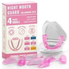 4 Pack Pink Kids Mouth Guard for Grinding Teeth, Moldable Kid Mouth Guard for...