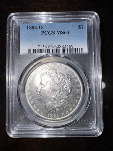 1884-O New Orleans Morgan Silver Dollar PCGS MS 63 Graded. Real Clean Coin