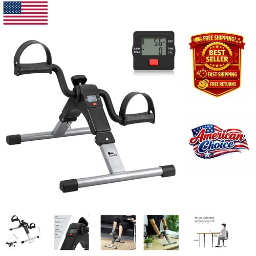Portable Under Desk Bike Pedal Exerciser with Adjustable Resistance & LCD Screen - Picture 1 of 8