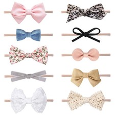 Baby Girl Headbands and Bows, Newborn Infant Toddler Nylon Hairbands Hair Acc...