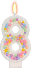 Macaron Number 8 Candle, 8Th Birthday Decorations for Girls Boys