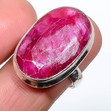 Ruby Gemstone Band Ring Size 925 Sterling Silver