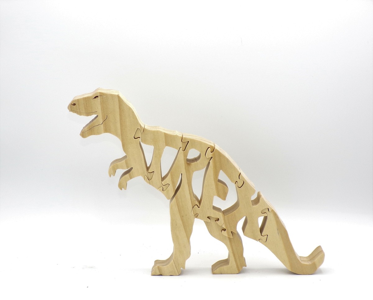 Wooden T-Rex Dinosaur Jigsaw Puzzle Hand Cut Puzzle Handmade Puzzle