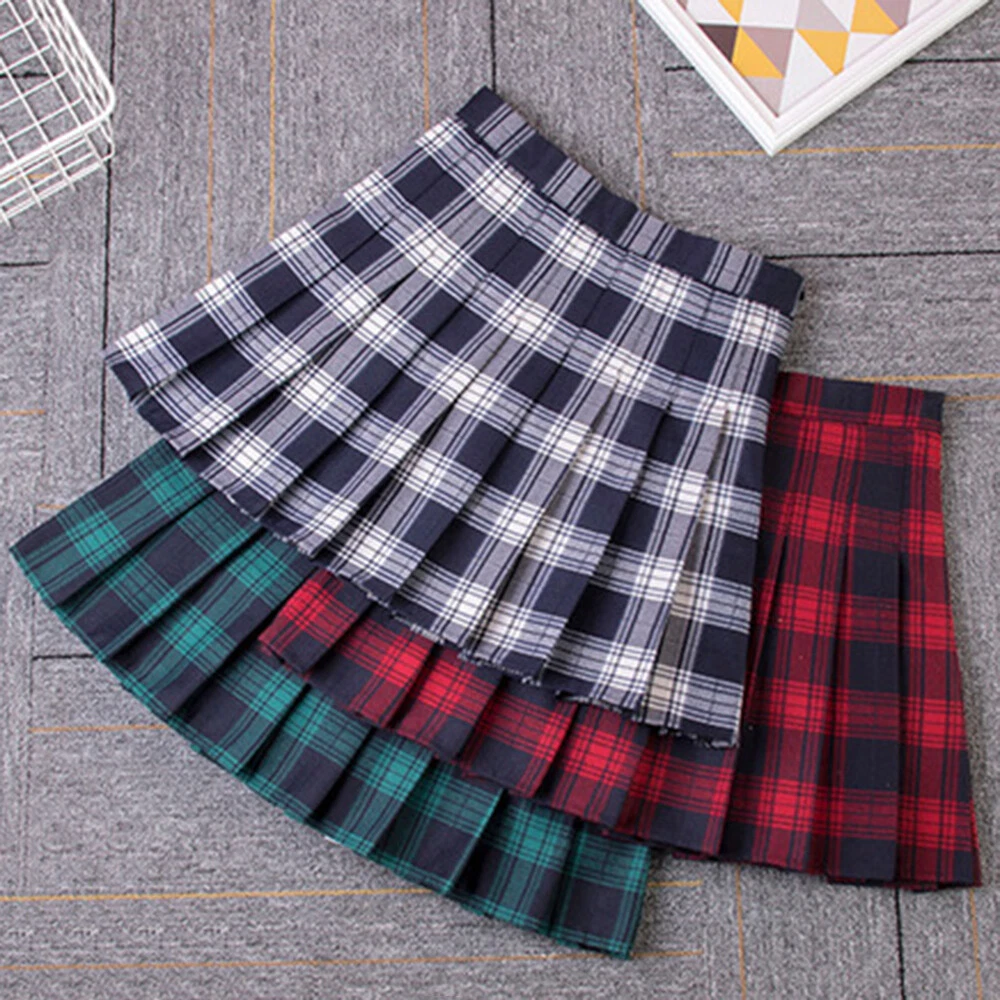 Plaid flared top mini skirt