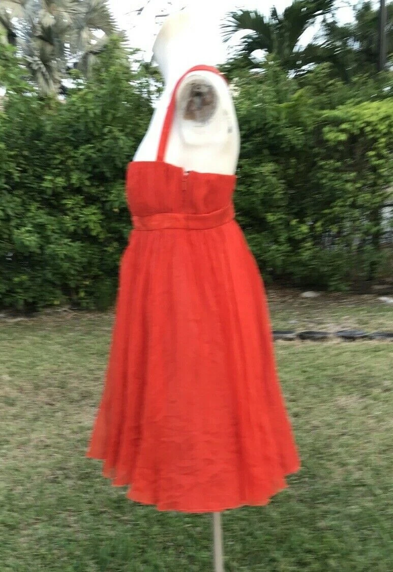 MINI ABITO FLUENTE VERSACE ARANCIONE SETA T DETTAGLIO SCHIENA TG 44 MADE IN ITALY