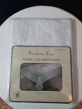 Sultan's Linens New Heirloom Fabric Lace Tablecloth 54×54 Romantic Elegant White