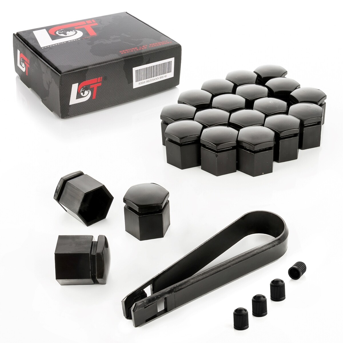 20X Wheel Nut Caps Black 17 Mm For MERCEDES-BENZ