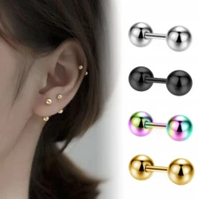 Hypoallergenic Steel Round Ball Studs Earrings Cartilage Earrings for Women Men
