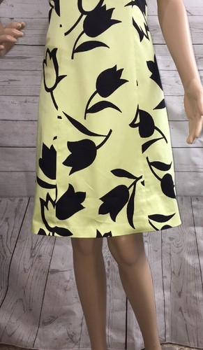 Nine West Dress Size 6 Lime Green Black Floral Print Cute Unique Sundress Small - Picture 6 of 11