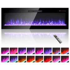 60 Inch Ultra-Thin Electric Fireplace In-Wall Recessed and Wall Mounted Fireplac