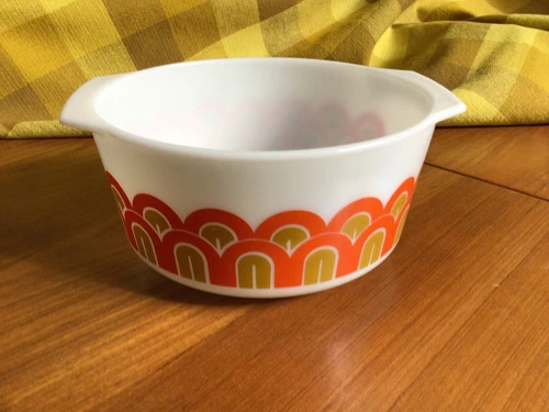 Vintage Retro 70s Pyrex #344 MCM MOD Pop Art Fish Scale/Arches 3 Quart Bowl/Dish
