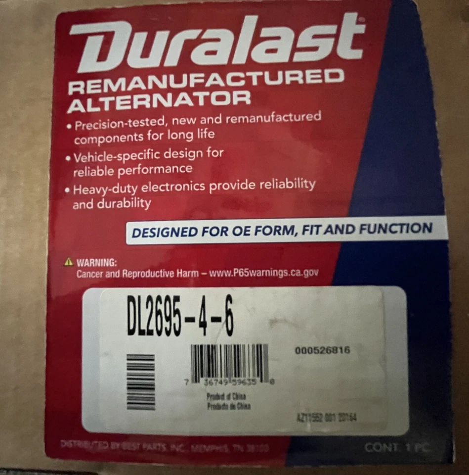 Alternador DURALAST de AutoZone Dl2695-4-6 para Ford Fusion 2013 2,0 L-L4  Foto 2 de 4
