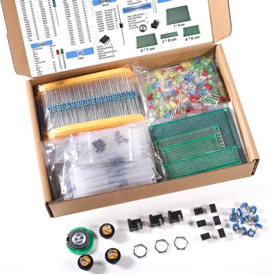 1900pcs Mega Electronic Component Kit Assortment, Capacitors, Resistors, LED
