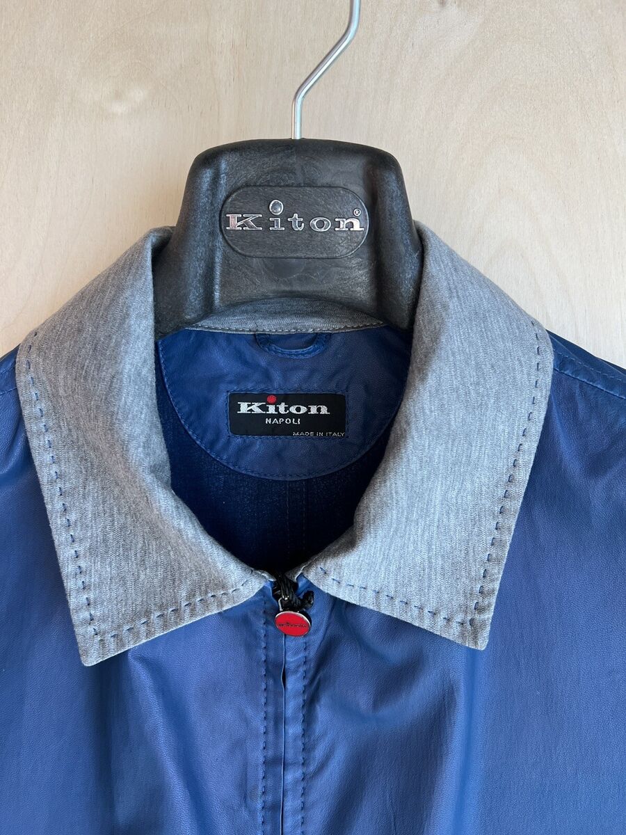 NWT $5600 Kiton Leather And Cotton Jacket 50 IT 40 US Lamb NWT $5600 Kiton Leather And Cotton Jacket 50 IT 40 US Lamb