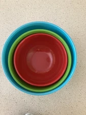 Set of 3 - Colorful Mixing Bowls - Nested Melamine Mixing Bowl Set for Kitchen