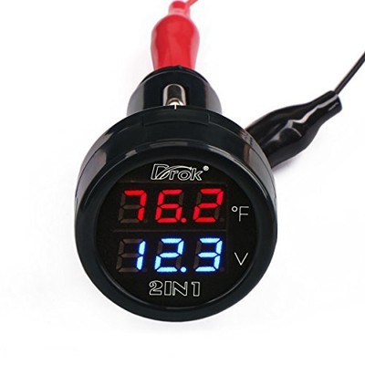 Digital DC Voltage 10-170 Degree Fahrenheit Temperature Monitor Car Motorcycl...