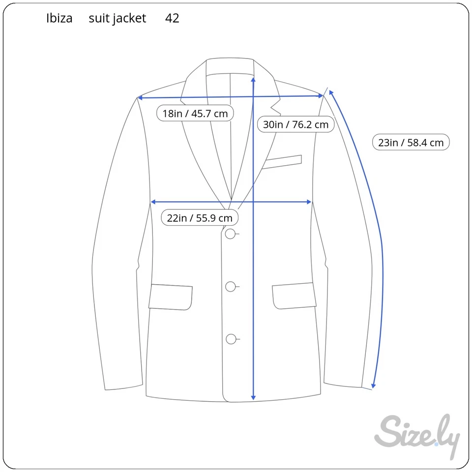 VTG IBIZA Sport Coat suit Jacket navy Size 42R Cotton ORTE Office men 3 button - Image 2 of 4