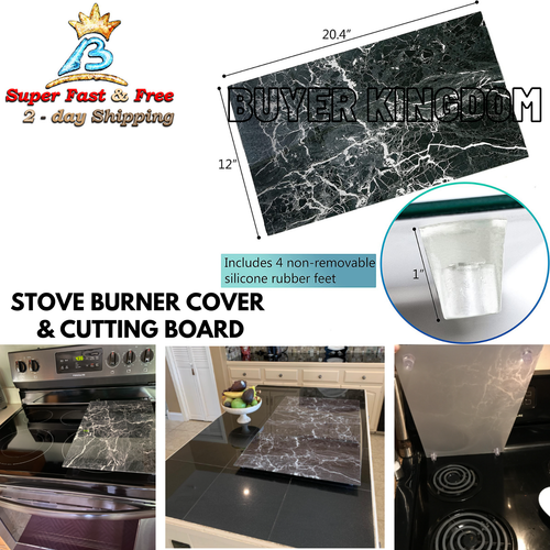 Elegant Gas Range Marble Burner Covers Stove Top Cutting Board