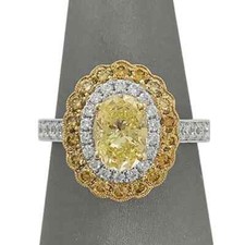 4Ct Oval Yellow Citrine Lab-Created Halo Engagement Ring 14K White Gold Plated