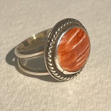 Spiny Oyster Sterling Ring 5.25 Artisan Rope Border Handmade Studio Jewelry 925