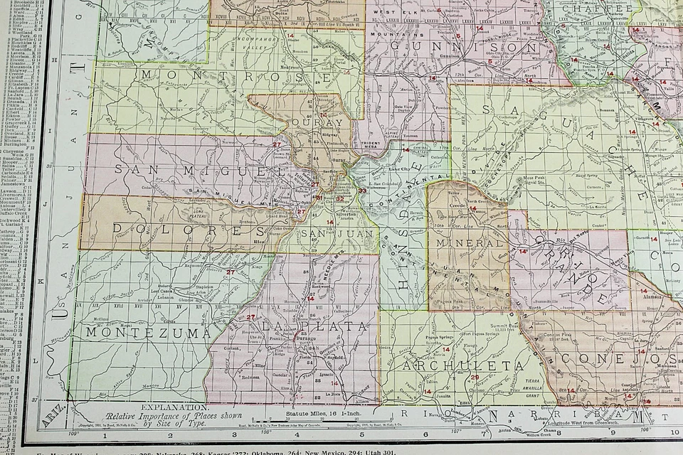 COLORADO State Map Rand McNally 1901 Railroad RR Business City Large Folio - Image 3 of 4